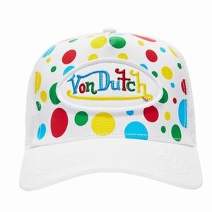 🔹️Von Dutch🔹️ Polka Dot Trucker Hat White Mesh Adjustable Cap NWT